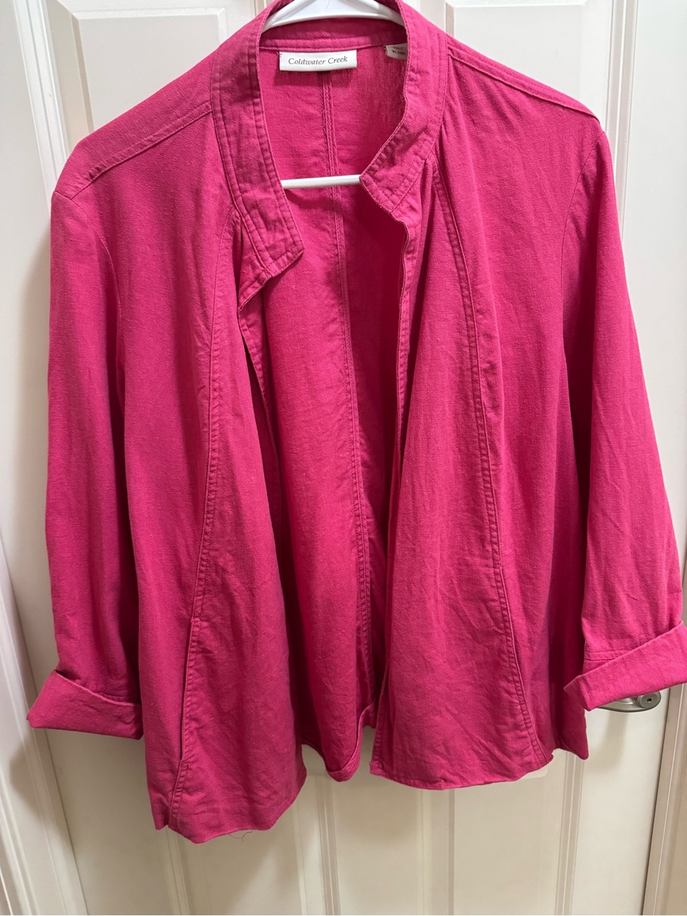 Coldwater Creek Open-Front Linen Pink Jacket